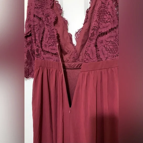 NWT Maniju L Formal Gown Burgundy Style m25891 Lace Bodice - Picture 9 of 9